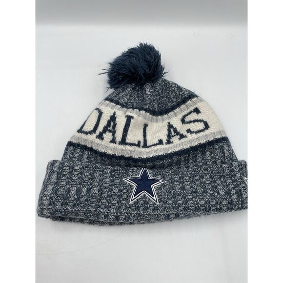 Dallas Cowboys New Era NFL Pom Stocking Cap Winter Beanie Hat One Size - Picture 2 of 3